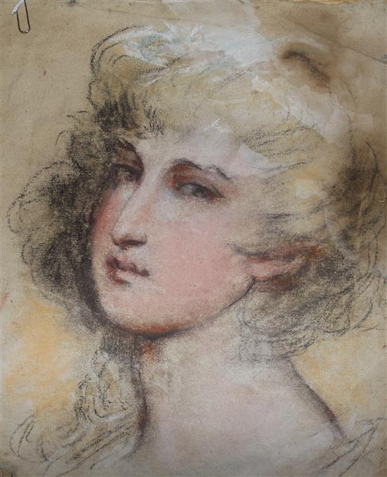 * Surtees, pastel portrait of a young womans head, unframed 33x27cm